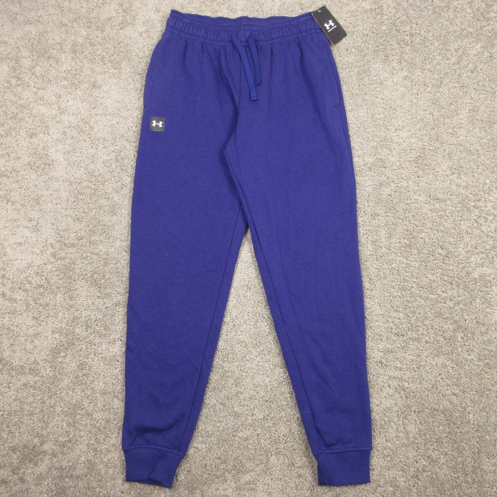 Under Armour Sweatpants Mens Medium Purple Solid UA Rival Fleece Joggers NEW